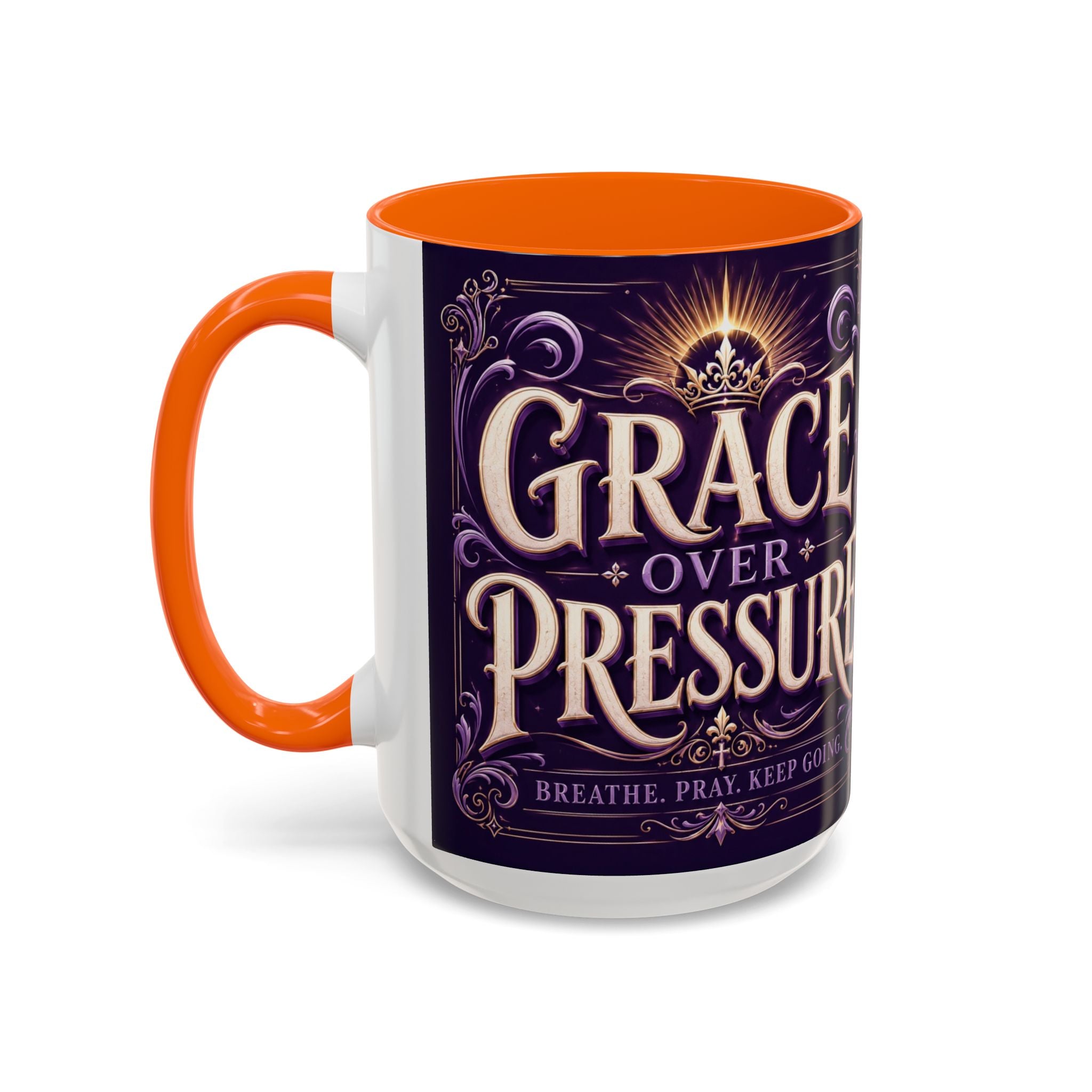 GRACE OVER PRESSURE Inspirational Accent Coffee Mug (11, 15oz)