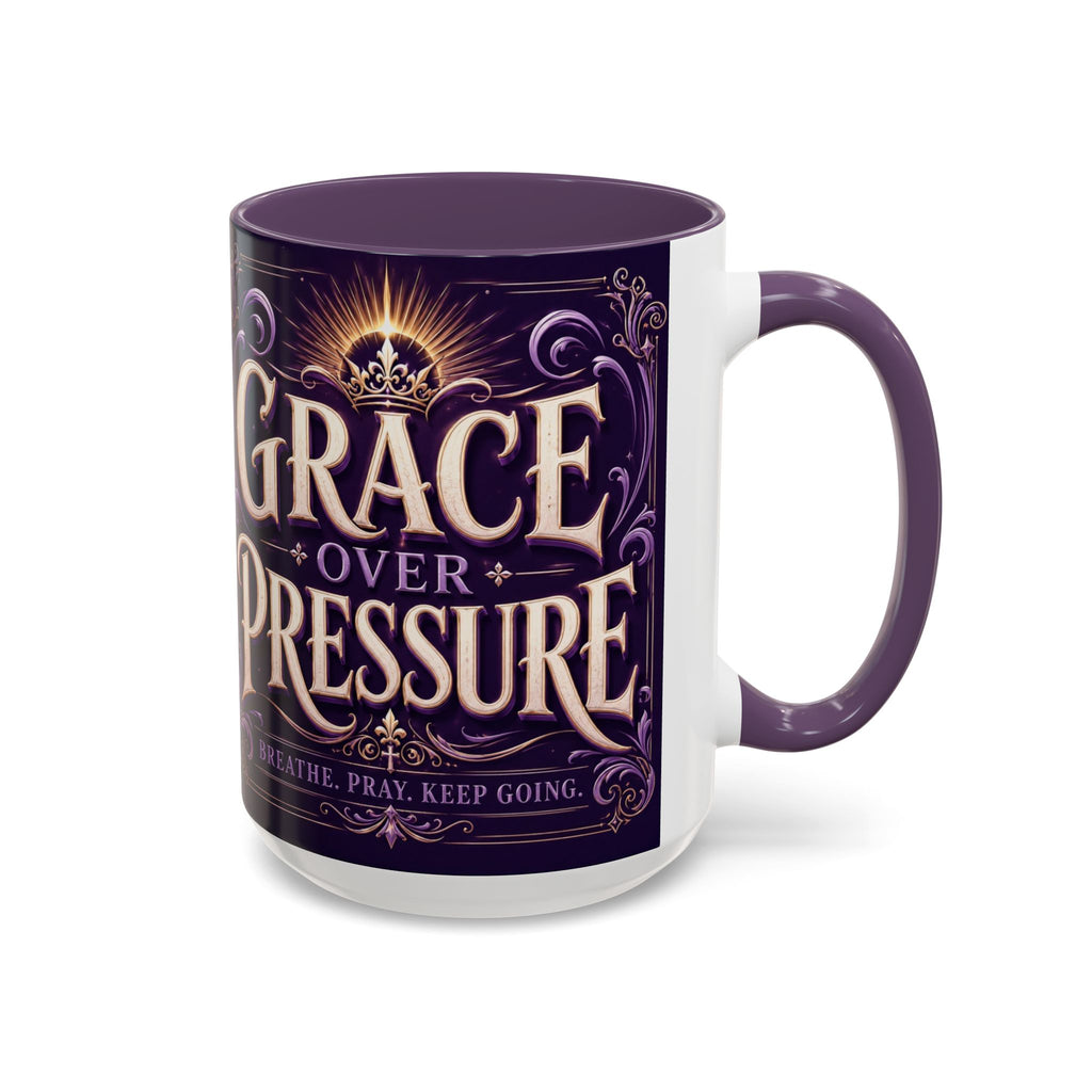 GRACE OVER PRESSURE Inspirational Accent Coffee Mug (11, 15oz)