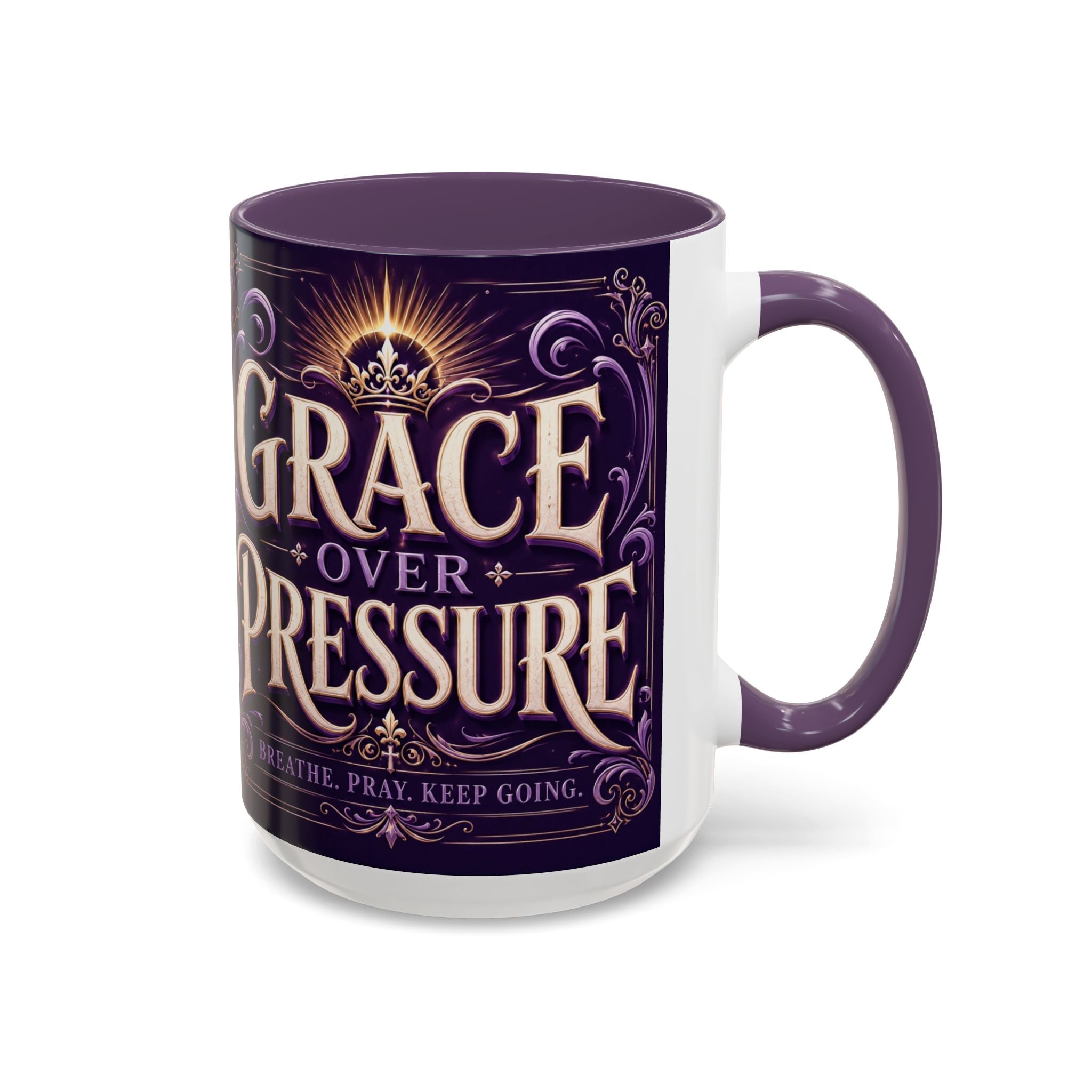 GRACE OVER PRESSURE Inspirational Accent Coffee Mug (11, 15oz)