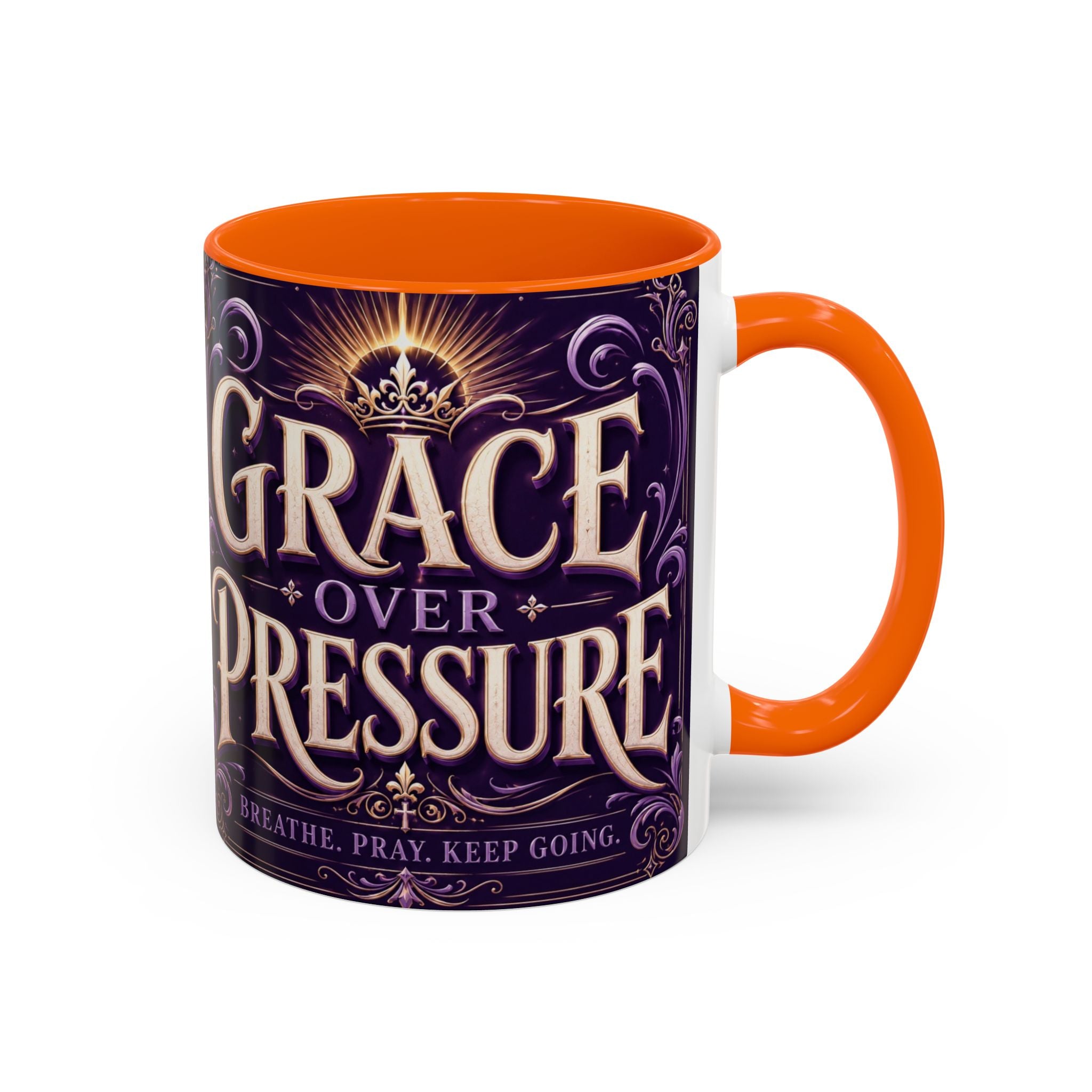 GRACE OVER PRESSURE Inspirational Accent Coffee Mug (11, 15oz)