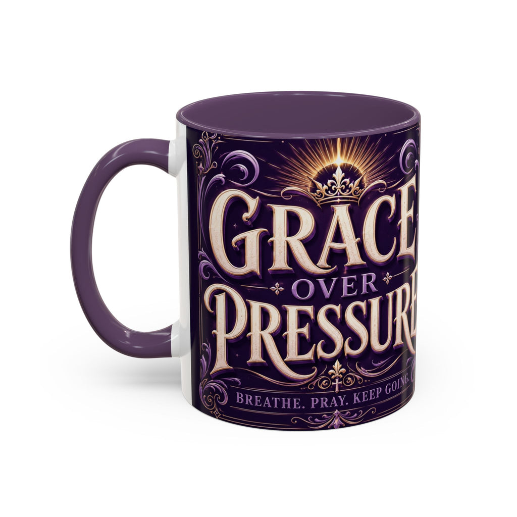 GRACE OVER PRESSURE Inspirational Accent Coffee Mug (11, 15oz)