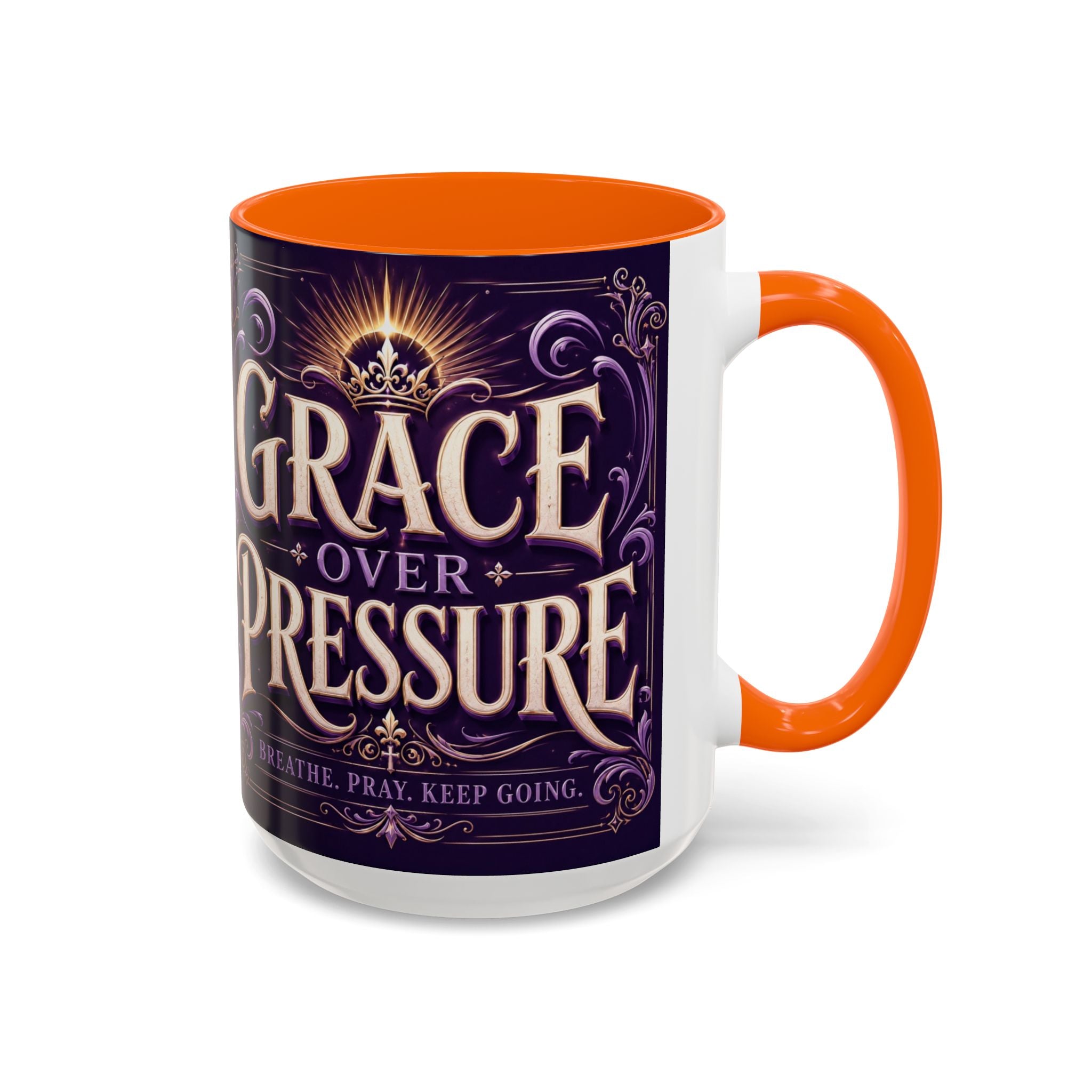 GRACE OVER PRESSURE Inspirational Accent Coffee Mug (11, 15oz)