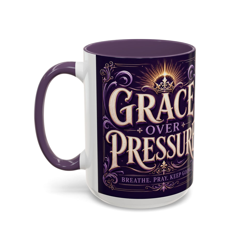 GRACE OVER PRESSURE Inspirational Accent Coffee Mug (11, 15oz)