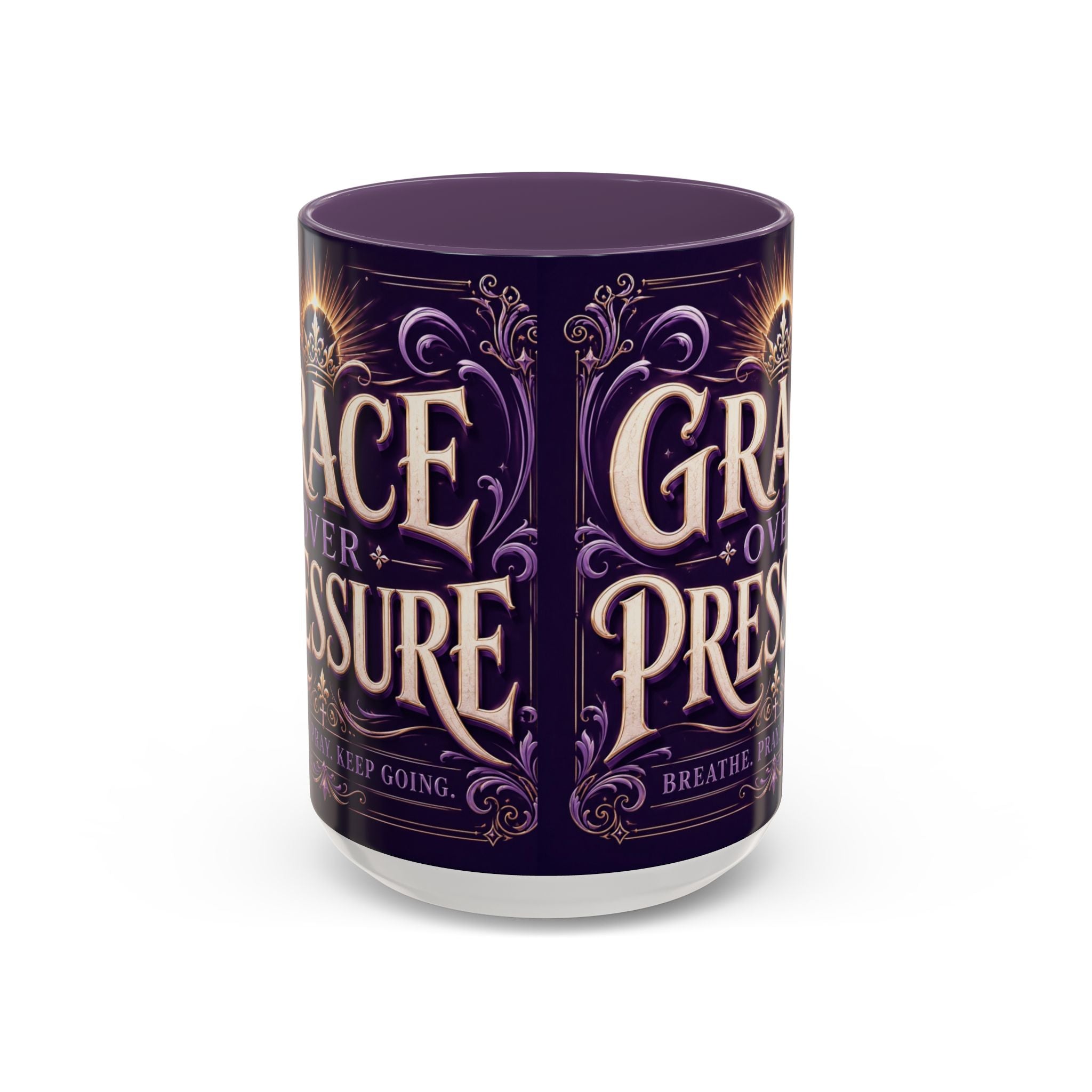 GRACE OVER PRESSURE Inspirational Accent Coffee Mug (11, 15oz)