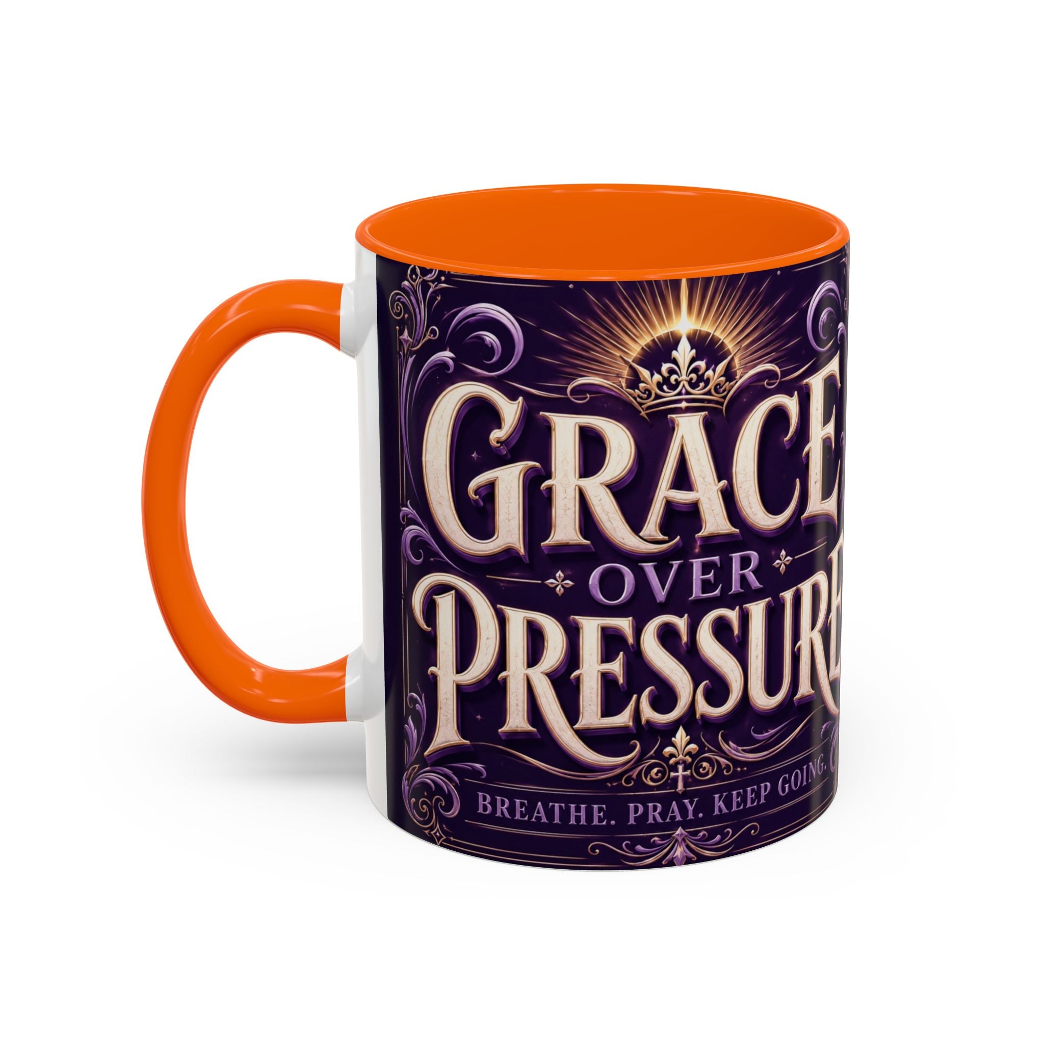 GRACE OVER PRESSURE Inspirational Accent Coffee Mug (11, 15oz)