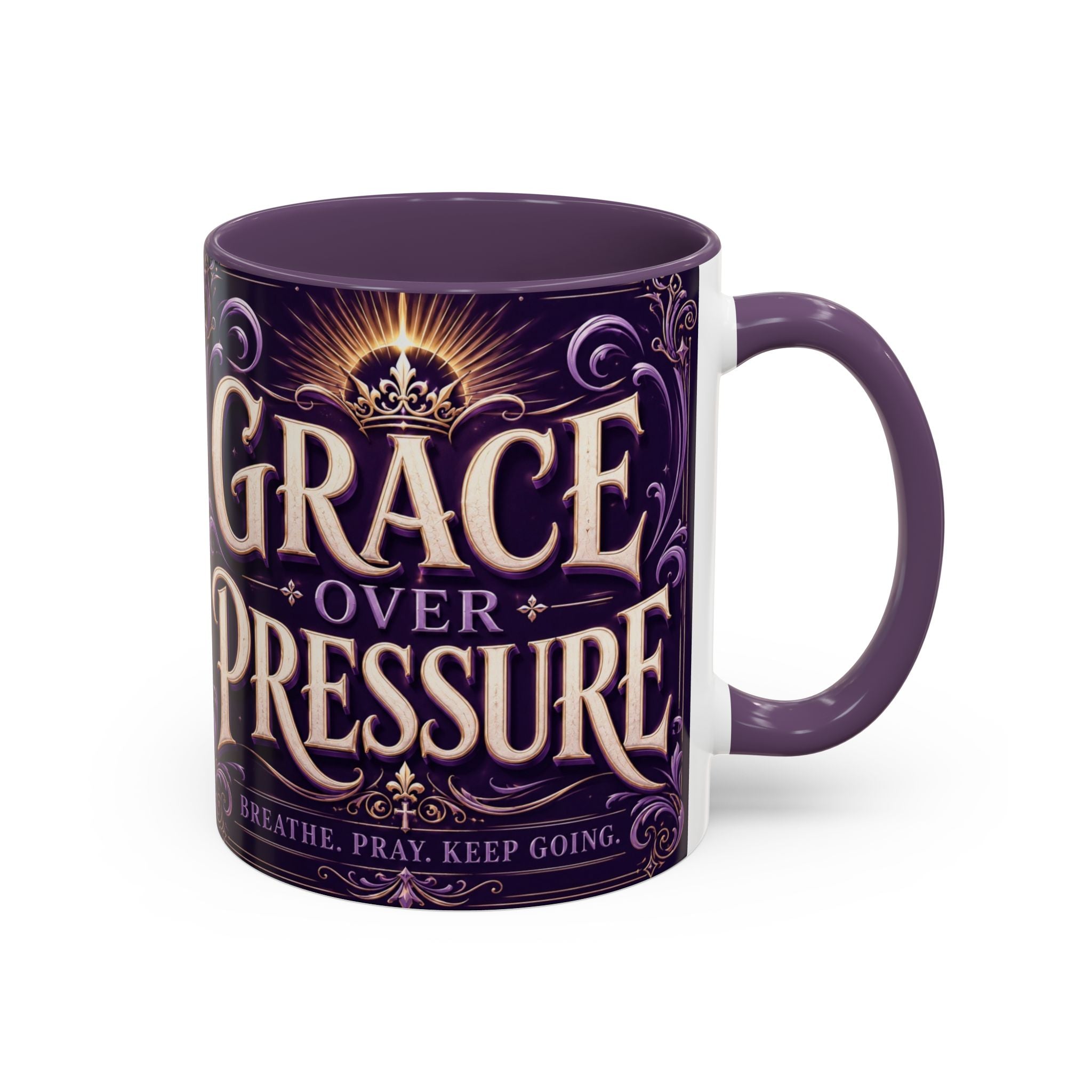 GRACE OVER PRESSURE Inspirational Accent Coffee Mug (11, 15oz)